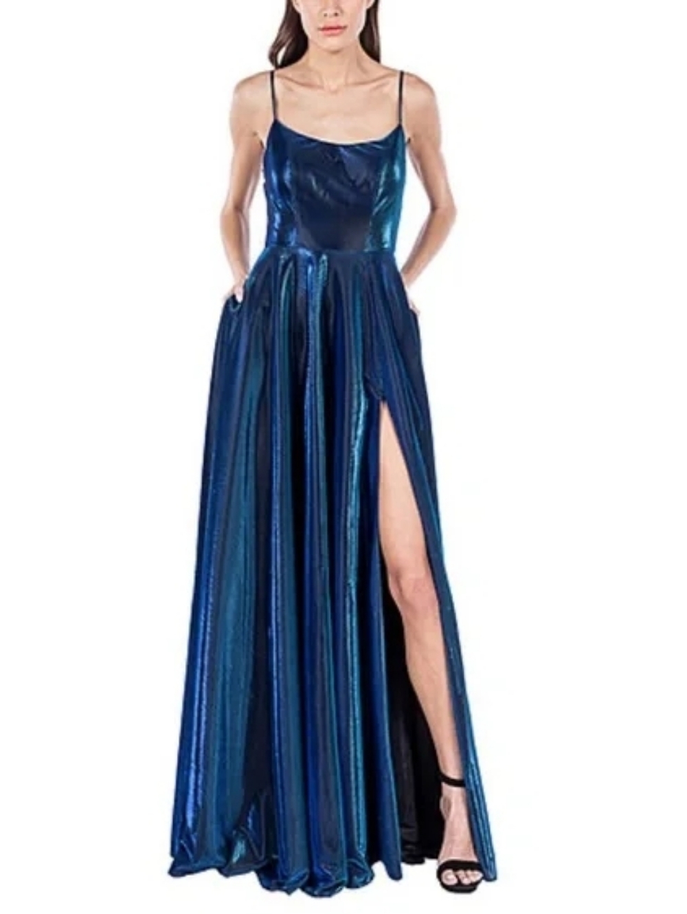 ☆ B.SMART Metallic Blue Iridescent Blue Evening Gown